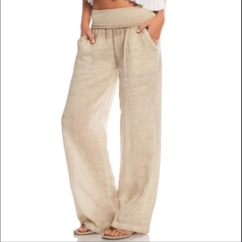 ELAN Ramie Linen Rollover pants - Reg or Maternity